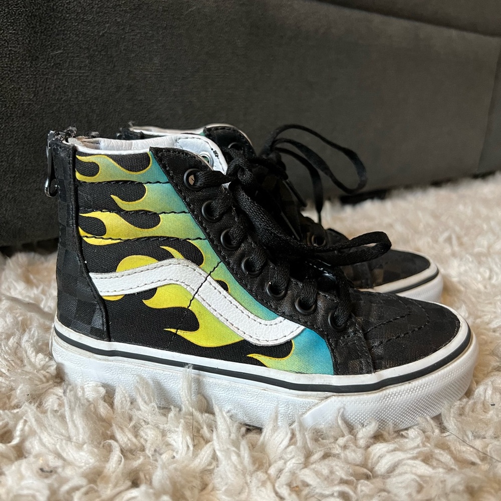 Green + Blue flame Vans kids sneakers